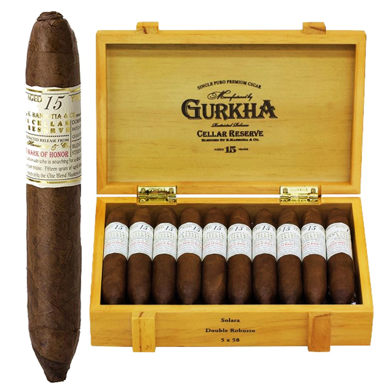 GURKHA CELLAR RESERVE 15 YEAR AGED - SOLARA-DOUBLE ROBUSTO - 5" X 58